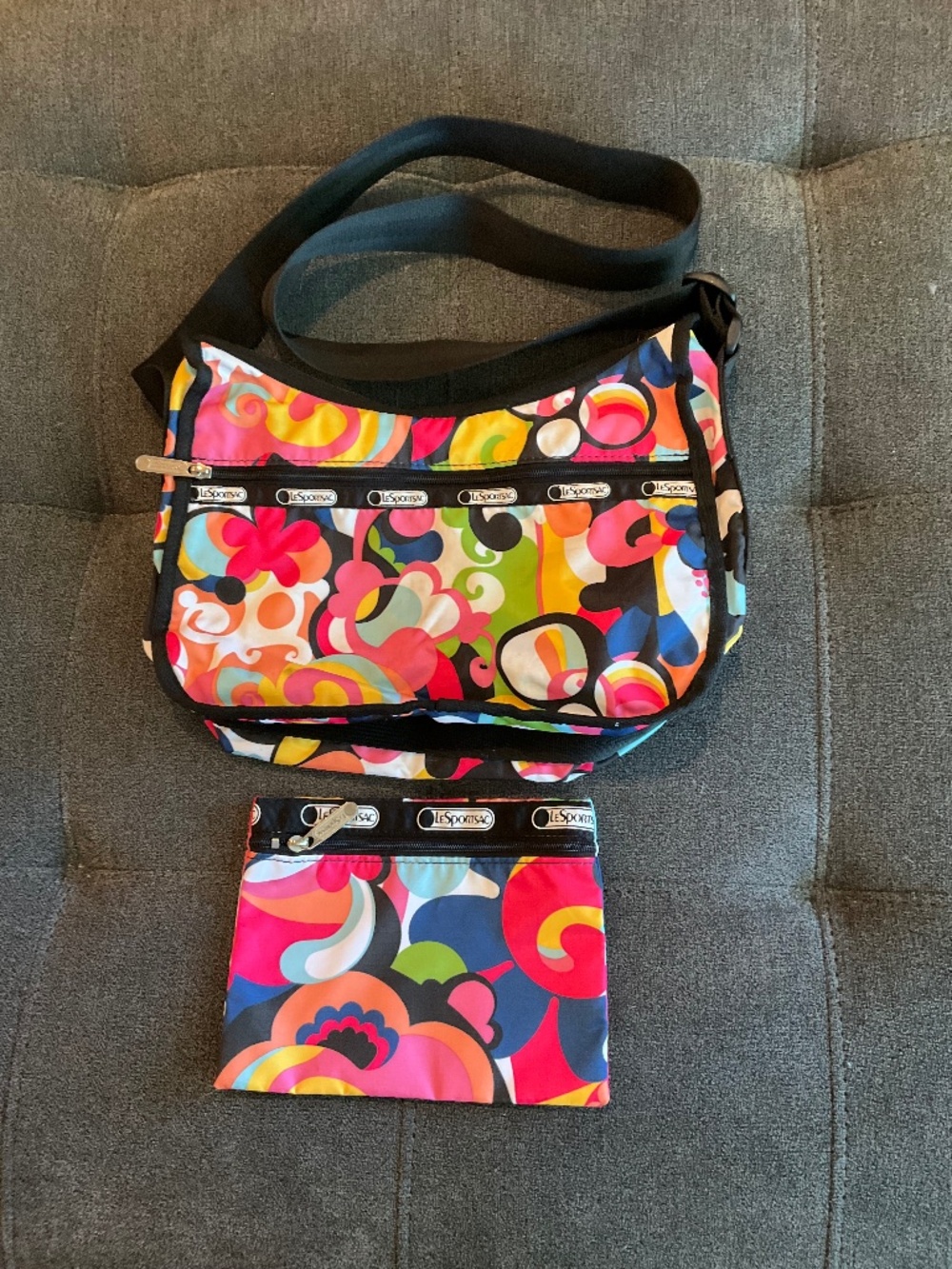 EUC LeSportSac Floral Crossbody and Pouch